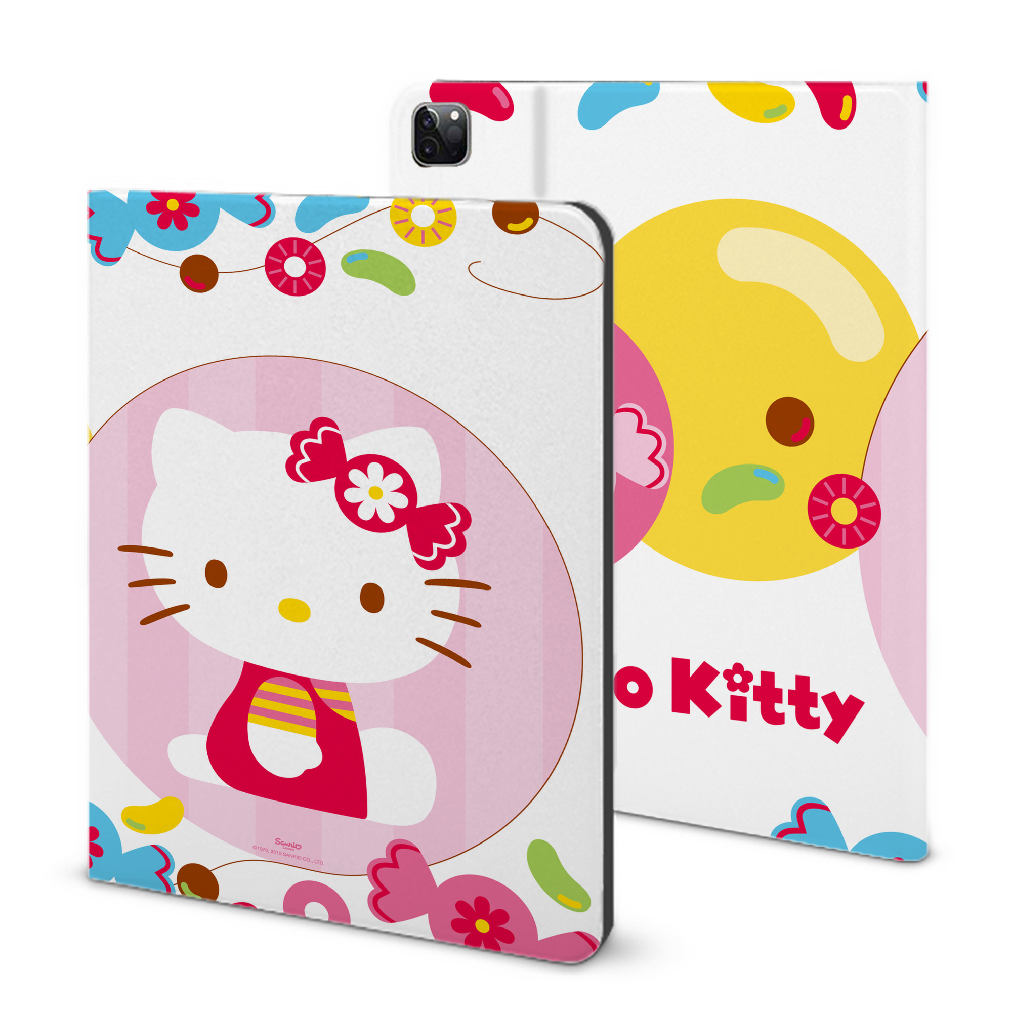 （画像用） Hello Kitty ハローキティ IPad ケース ブック型 PUレザー TPU 耐衝撃 軽量 薄型 ペン収納なし 全面保護 IPad 各モデル対応